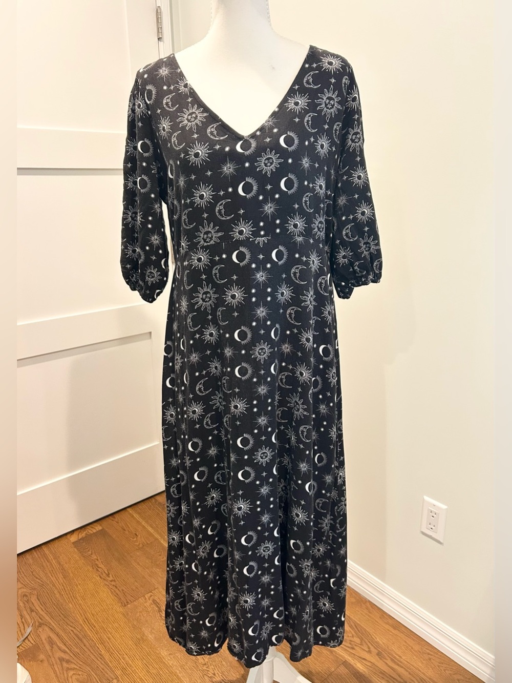 Disturbia Black Moon & Sun Midi Dress